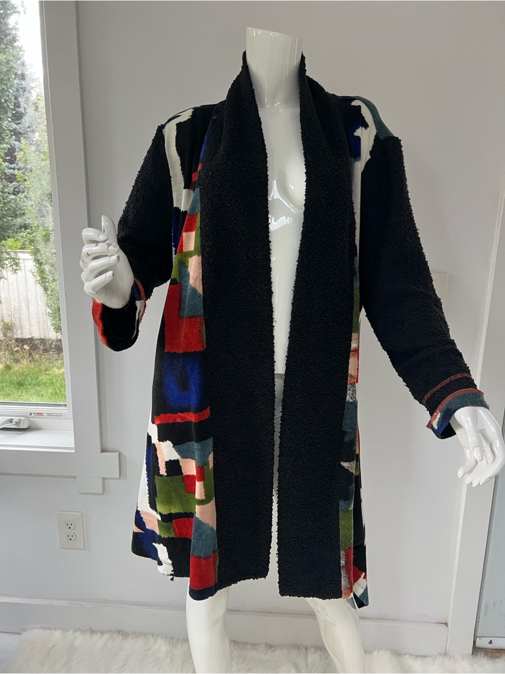 Aris .A U.S.A Geometric Boho Open-Front Women's Cardigan wool size XL